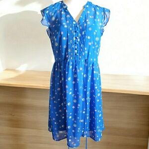 ModCloth Dress Womens Blue M Geometric Print Mini Y2K Semi-Sheer Lined  Casual